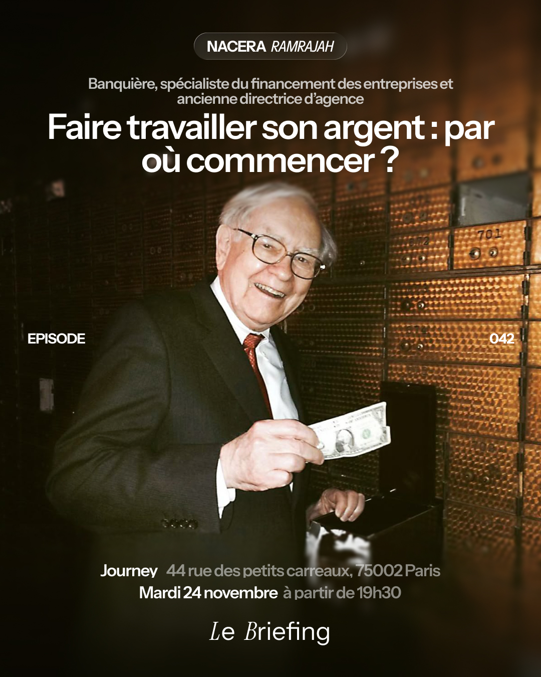 Affiche — Faire travailler son argent : par où commencer ?, avec Nacera Ramrajah