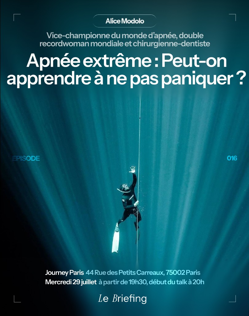 Affiche — Apnée extrême : Peut-on apprendre à ne pas paniquer ?, avec Alice Modolo